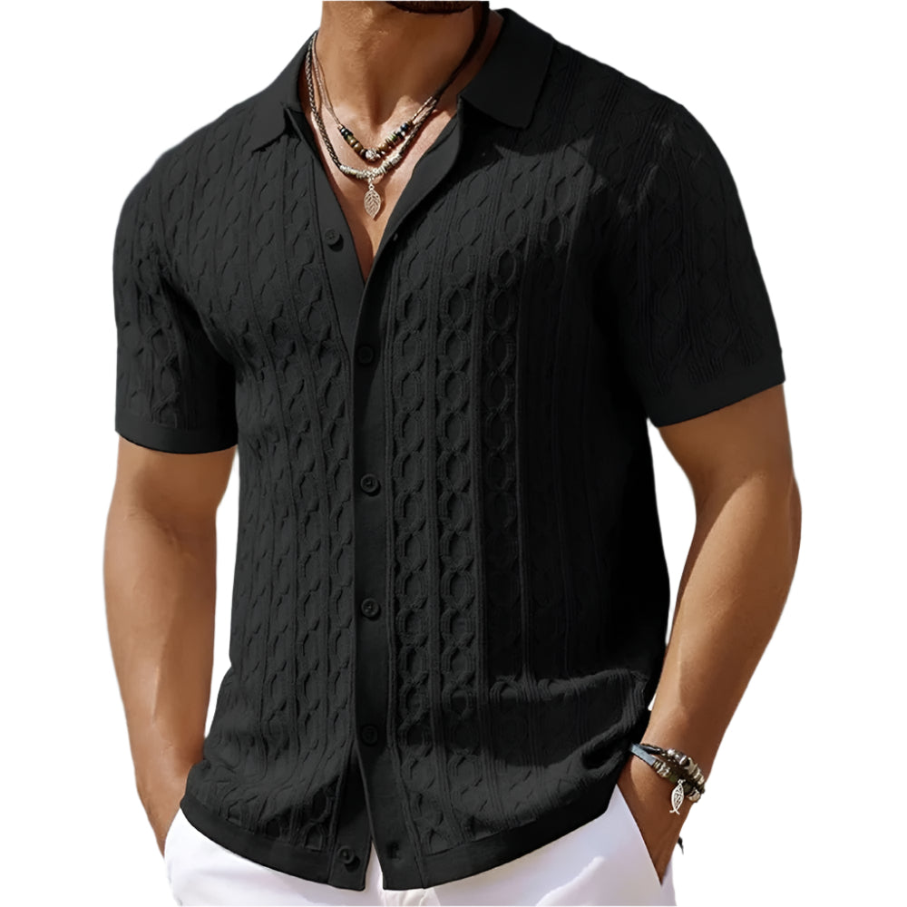 David | Retro Stylish Jacquard Knit Polo for Men - Image 2