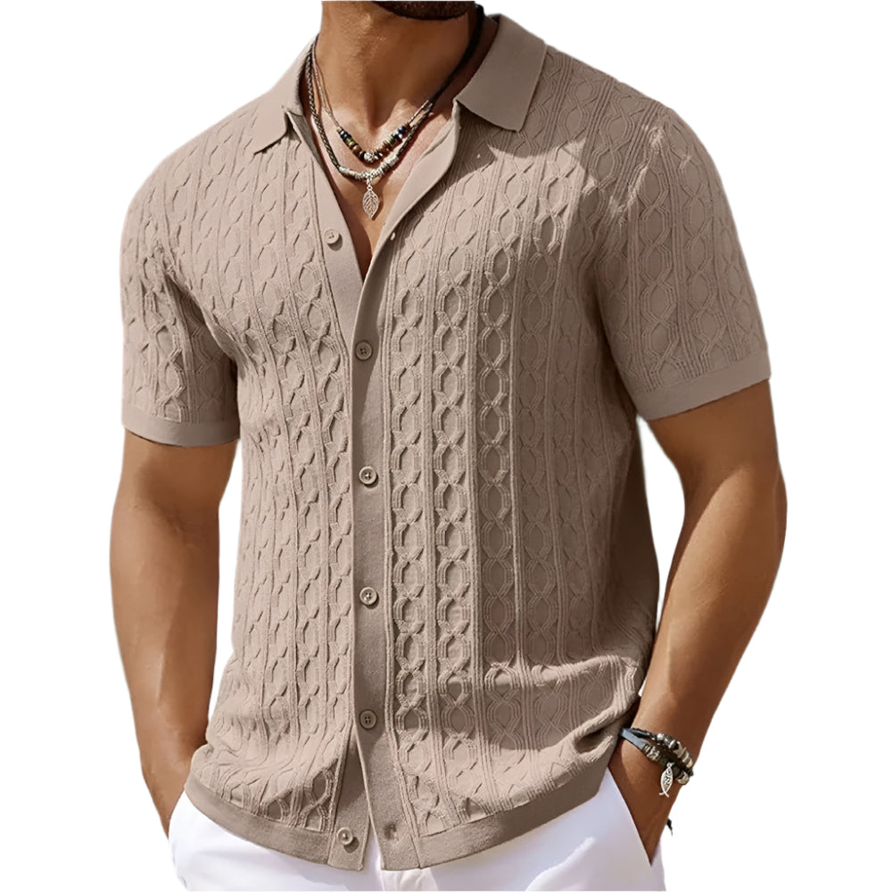 David | Retro Stylish Jacquard Knit Polo for Men - Image 3