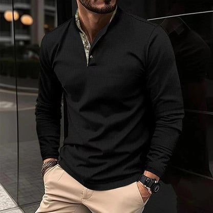Sebastian | Men's Slim-Fit Henley Long Sleeve Shirt - Image 1