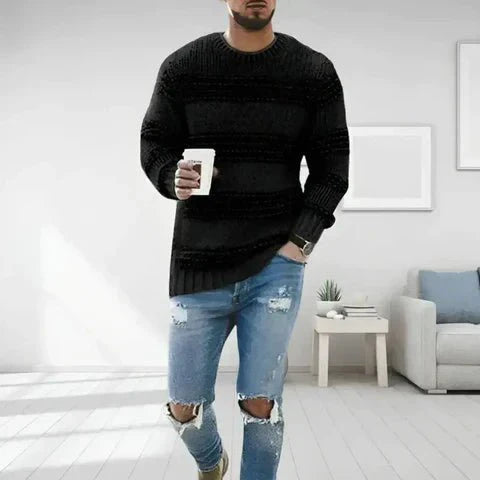 Elliott | Men's Striped Crew Neck Long Sleeve Sweater - Image 1