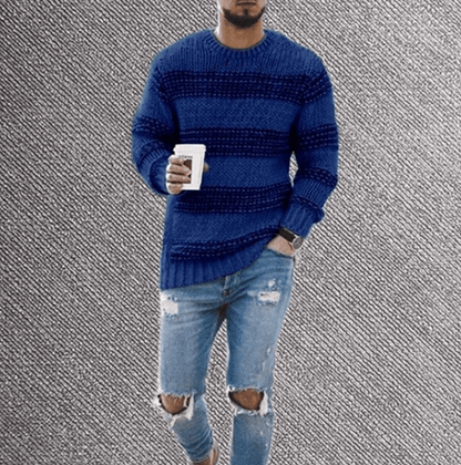 Elliott | Men's Striped Crew Neck Long Sleeve Sweater - Image 4