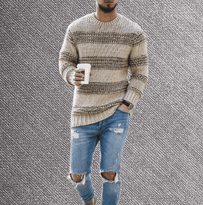 Elliott | Men's Striped Crew Neck Long Sleeve Sweater - Image 3