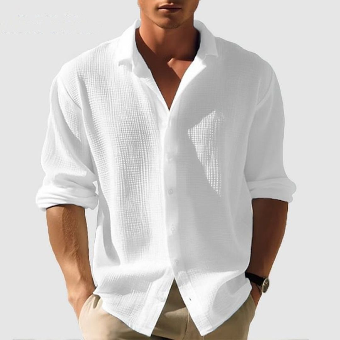 Jayden | Men's Casual Cotton Waffle Shirt with Long Sleeves - Image 7