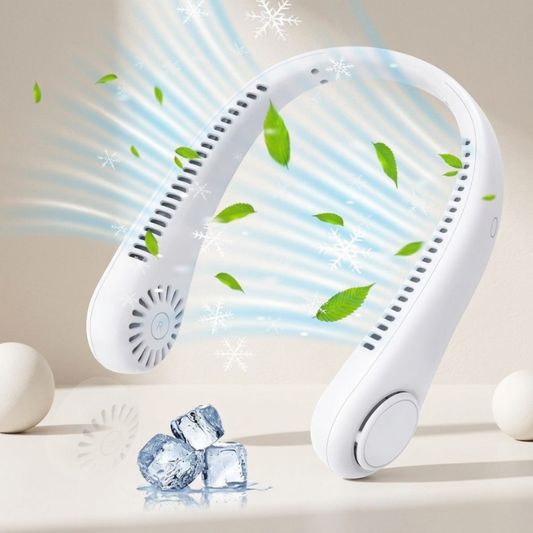 Wearable Neck Fan - Bladeless 360° Cooling, Hands-Free Rechargeable