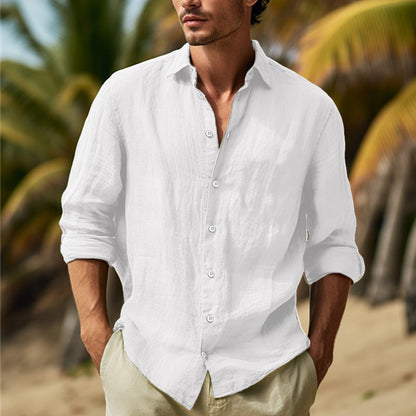 Leonard | Stylish William Linen Long Sleeve Shirt for Men - Image 4