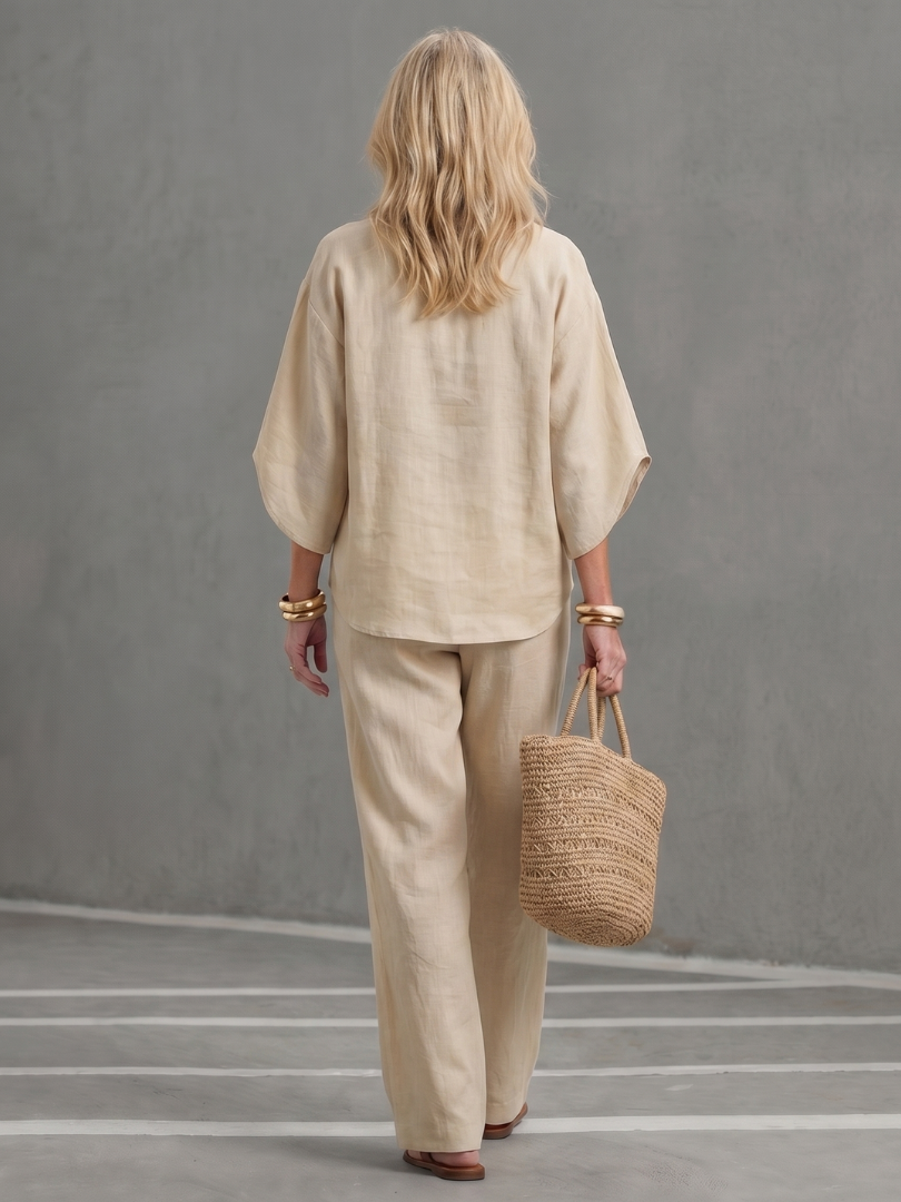 Women's Band-Collar Tunic Set