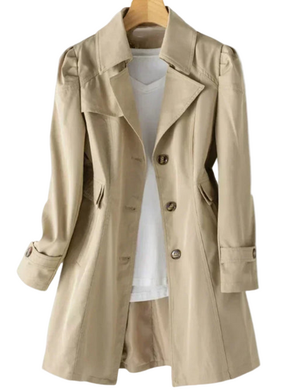 Women's Beige Trench Coat with Modern Design