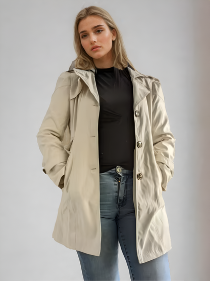 Women's Beige Trench Coat with Modern Design