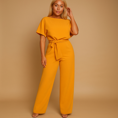 Women's Boat Neck Wide Leg Jumpsuit
