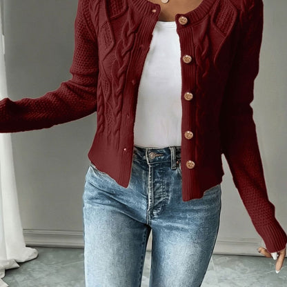 Women's Cable-Knit Button-Front Cropped Cardigan