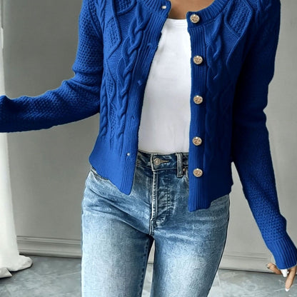 Women's Cable-Knit Button-Front Cropped Cardigan