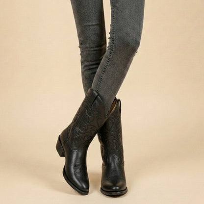 Women's Embroidered Western Cowboy Mid-Calf Boots
