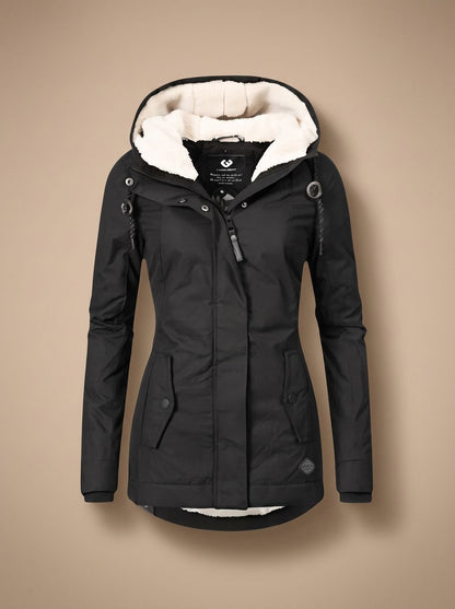 Women's Fleece-Lined Waterproof Hooded Zip-Up Jacket