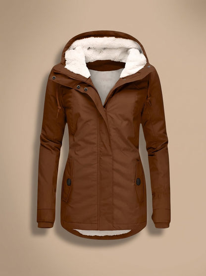 Women's Fleece-Lined Waterproof Hooded Zip-Up Jacket