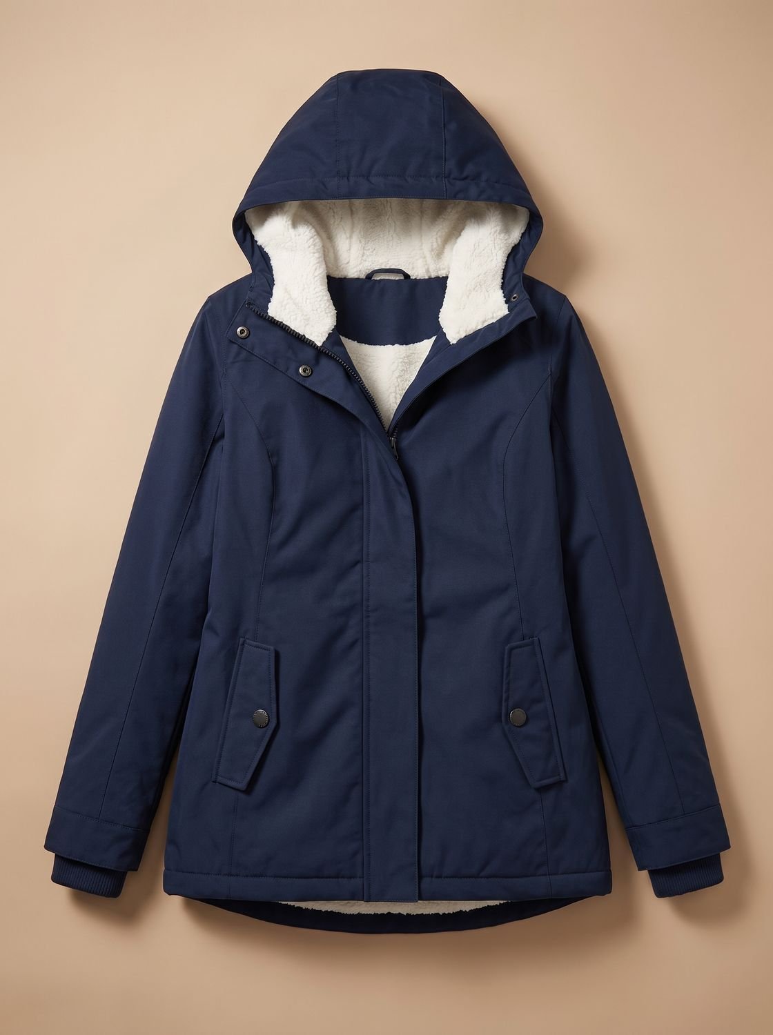 Women's Fleece-Lined Waterproof Hooded Zip-Up Jacket