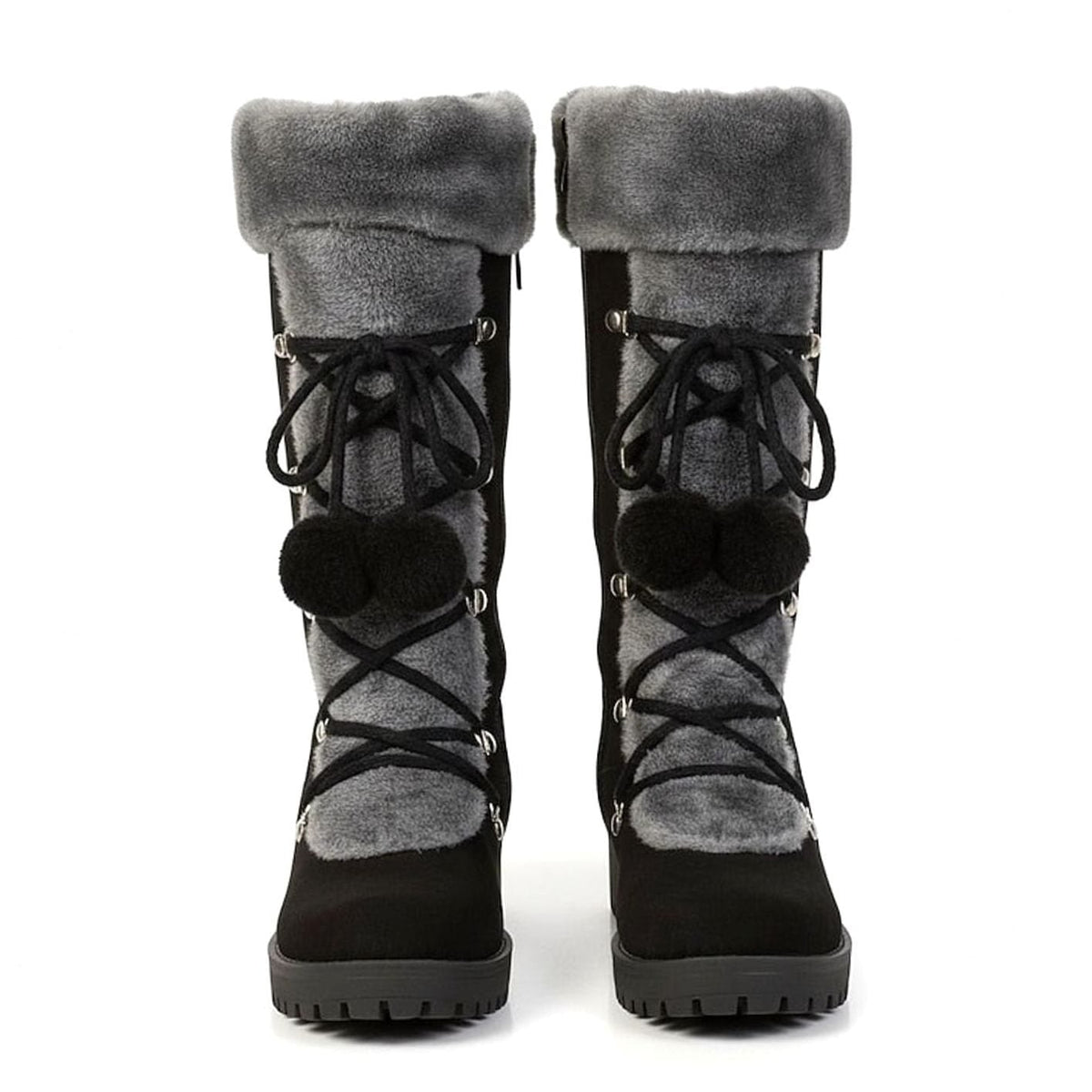 Women's Fur-Trimmed Lace-Up Mid-Calf Snow Boots