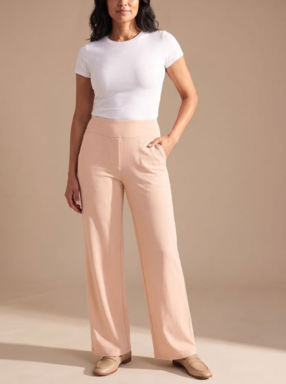 Women's High-Waist Dressy Wide-Leg Trousers with Pockets