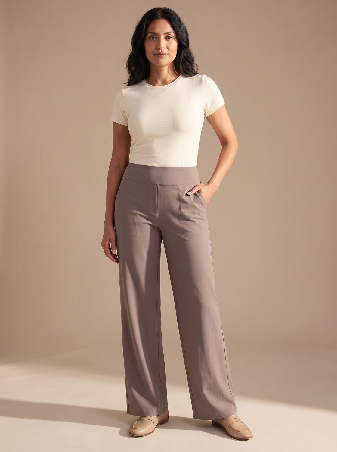 Women's High-Waist Dressy Wide-Leg Trousers with Pockets