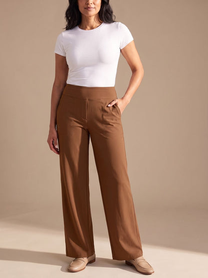 Women's High-Waist Dressy Wide-Leg Trousers with Pockets