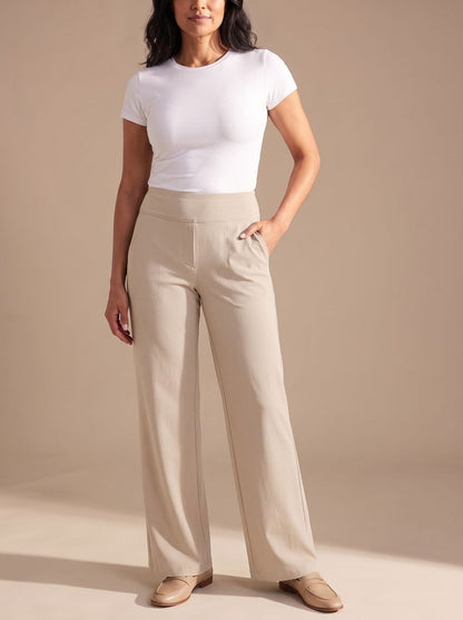 Women's High-Waist Dressy Wide-Leg Trousers with Pockets