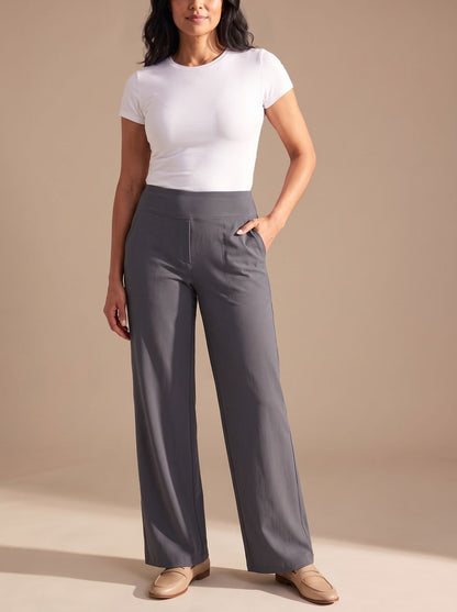 Women's High-Waist Dressy Wide-Leg Trousers with Pockets