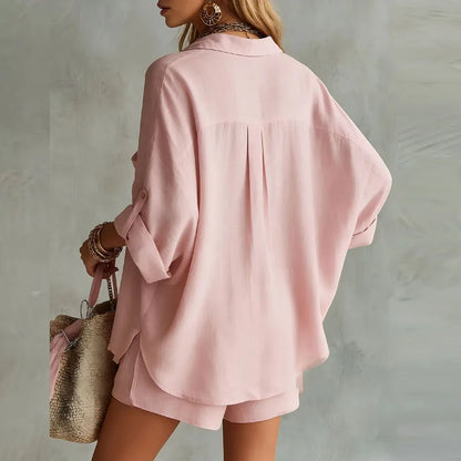 Women's Linen Button-Down Lounge Set