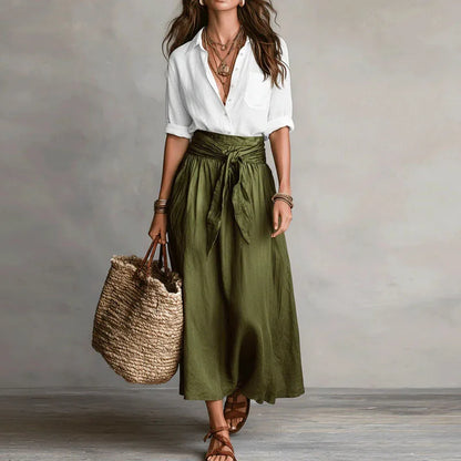 Women's Linen Button-Down Two Piece Set