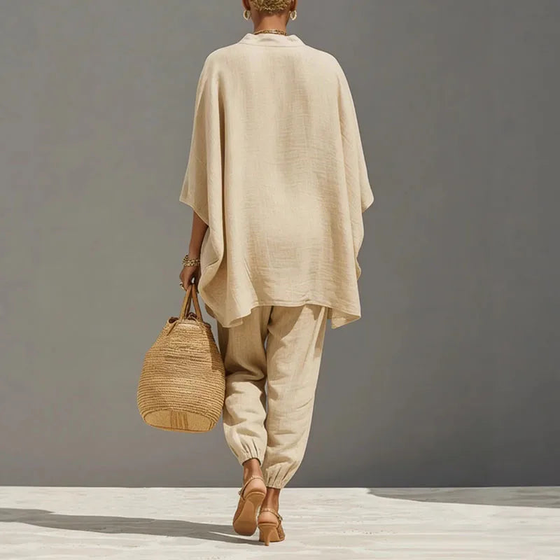 Women's Linen Wide-Sleeve Lounge Set