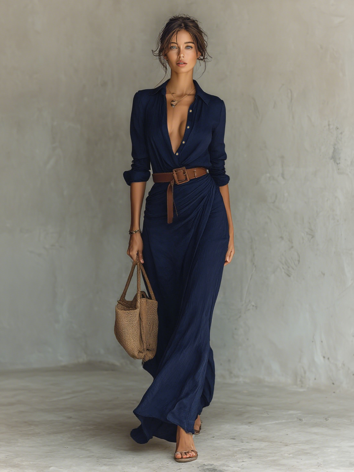 Women's Long-Sleeve Maxi Wrap Dress
