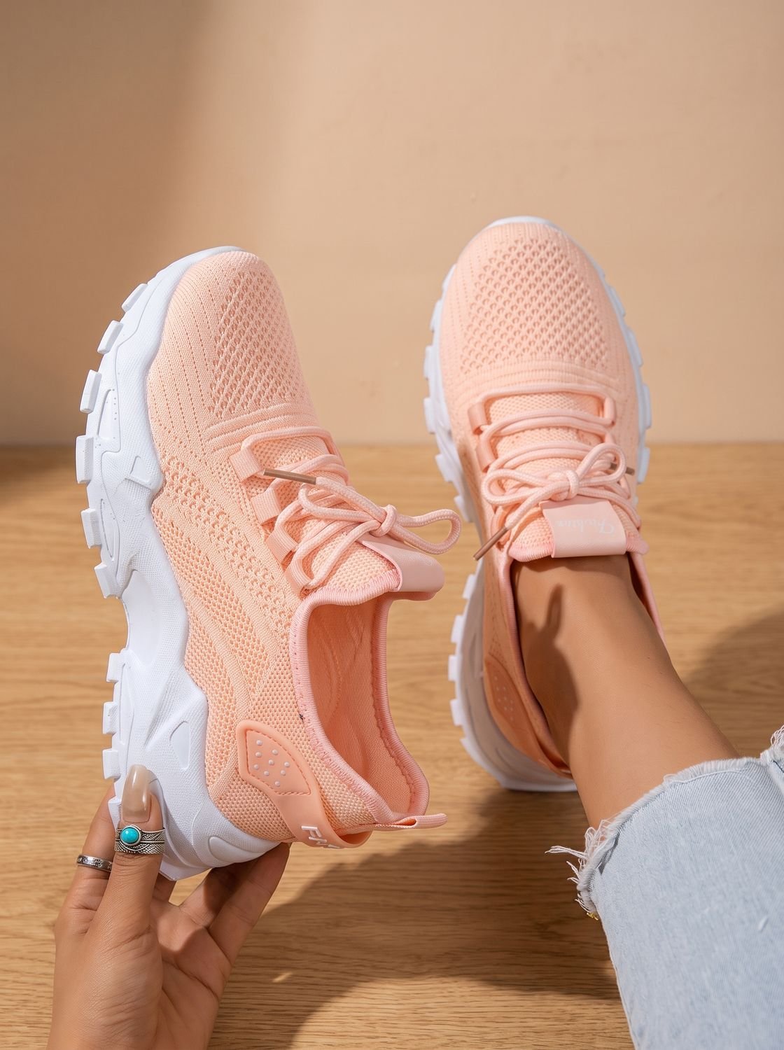 Women's Orthopedic Lace-Up Chunky Sole Mesh Sneakers