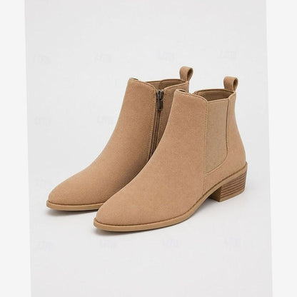 Women's Pointed-Toe Block Heel Suede Ankle Booties