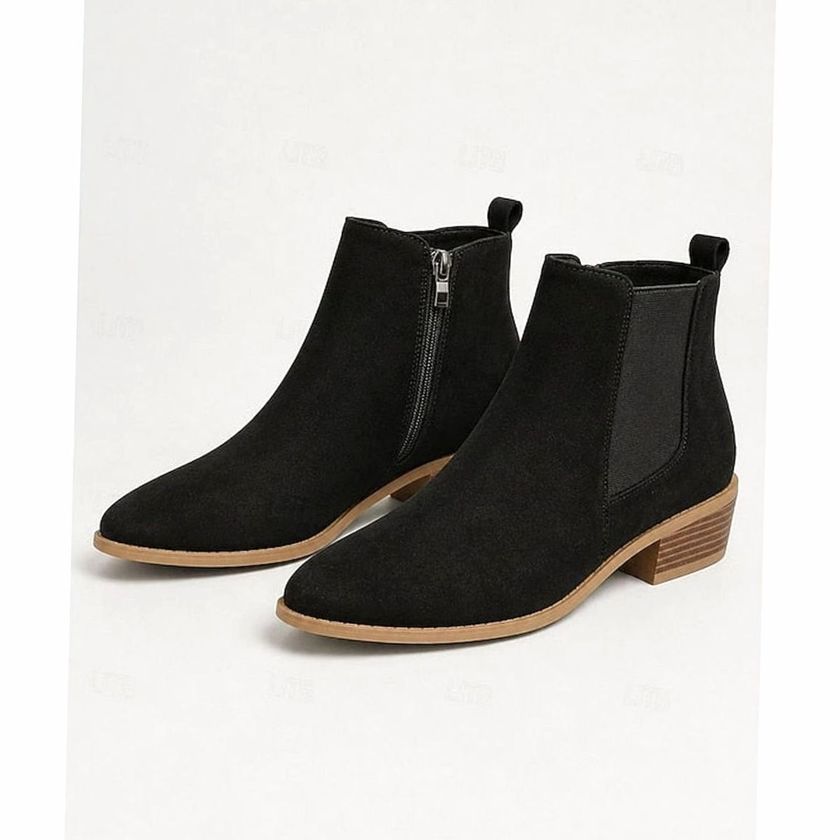Women's Pointed-Toe Block Heel Suede Ankle Booties
