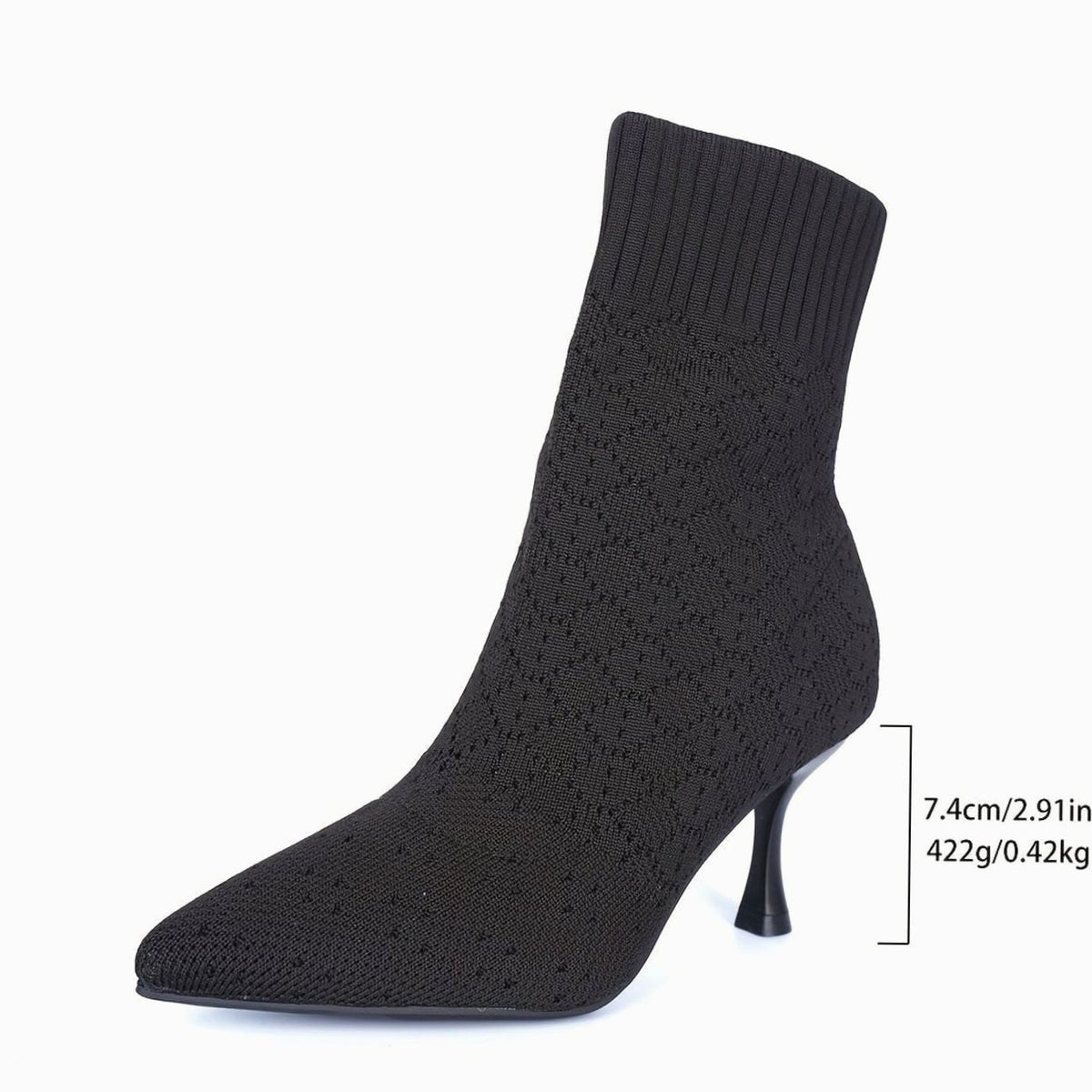 Women's Pointed-Toe Knit Sock Ankle Boots with Stiletto Heel