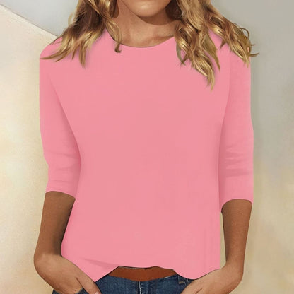 Women's Relaxed-Fit 3/4-Sleeve Crew Neck Casual Top
