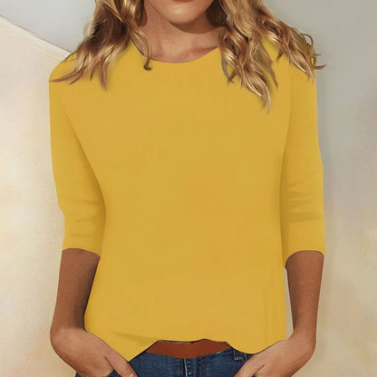Women's Relaxed-Fit 3/4-Sleeve Crew Neck Casual Top
