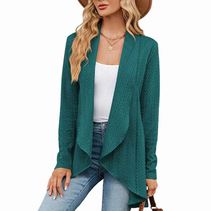 Women's Textured Open-Front Long-Sleeve Cardigan