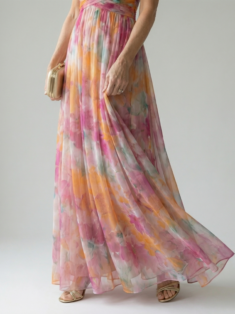 Women's V-Neck A-Line Maxi Dress