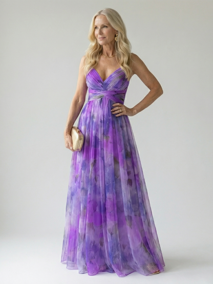 Women's V-Neck A-Line Maxi Dress