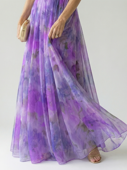 Women's V-Neck A-Line Maxi Dress