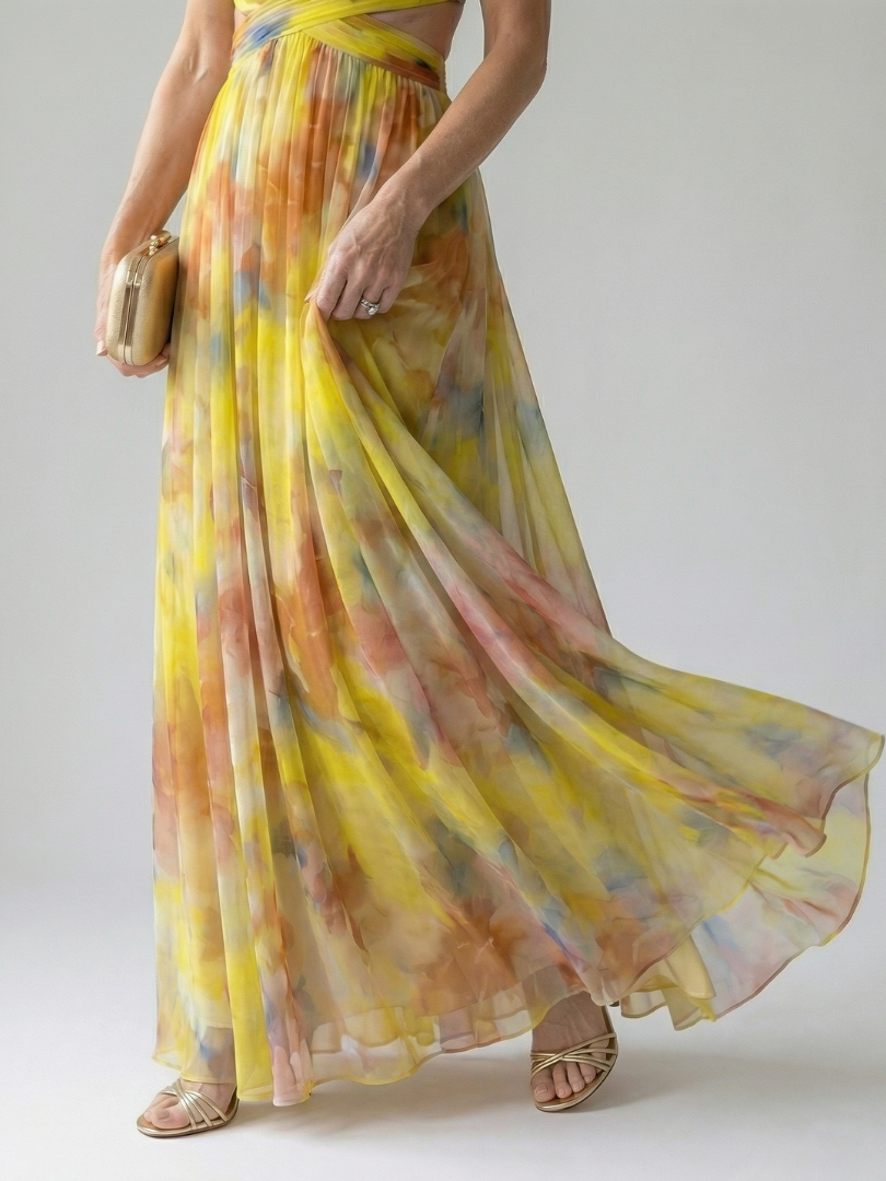 Women's V-Neck A-Line Maxi Dress