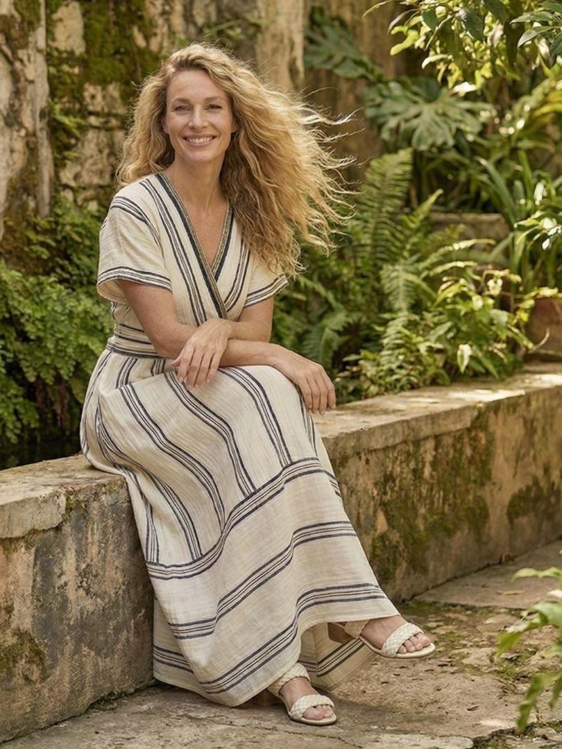 Women's V-Neck Maxi Wrap Dress