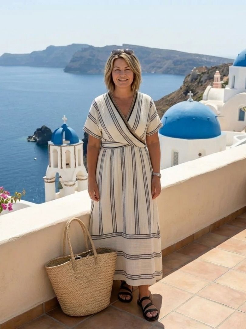 Women's V-Neck Maxi Wrap Dress