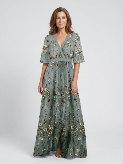 Women's V-Neck Wrap Maxi Dress