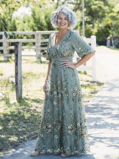 Women's V-Neck Wrap Maxi Dress