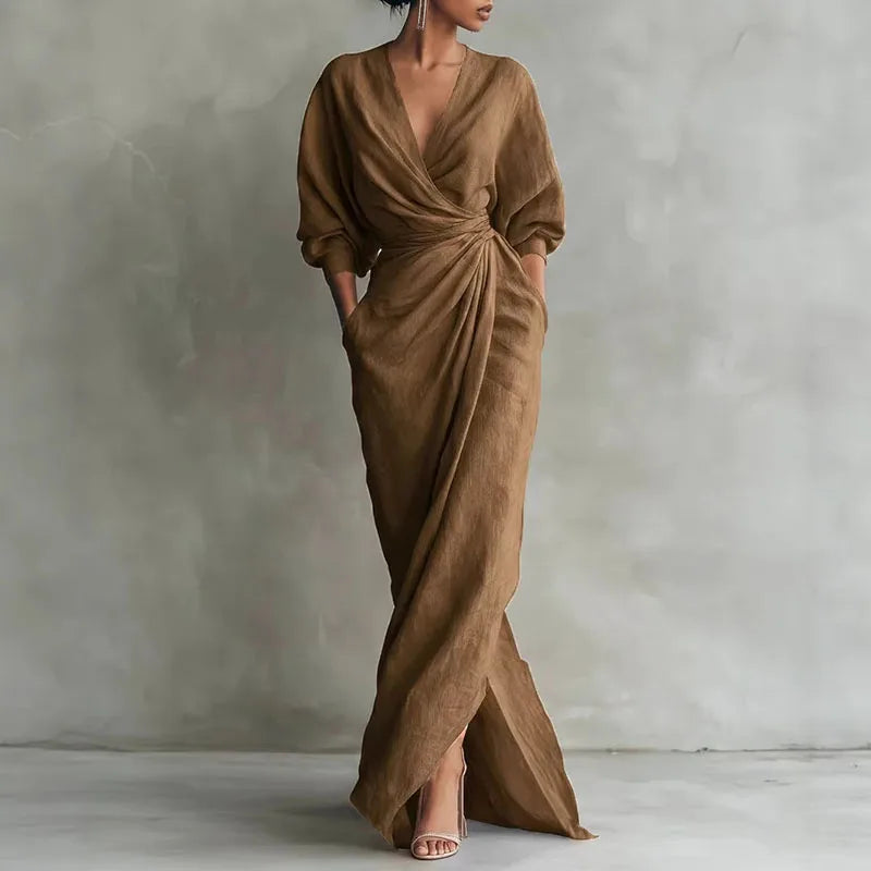 Women's V-Neck Wrap Maxi Dress
