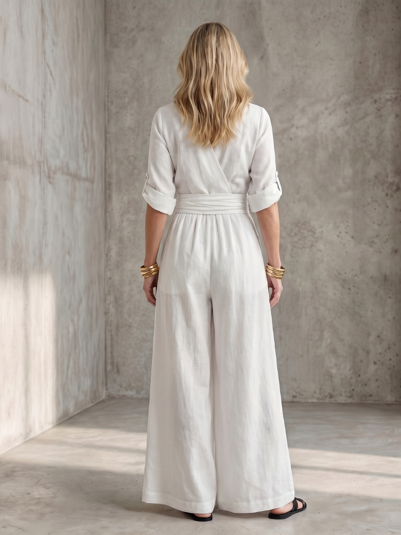 Women's V-Neck Wrap Maxi Jumpsuit