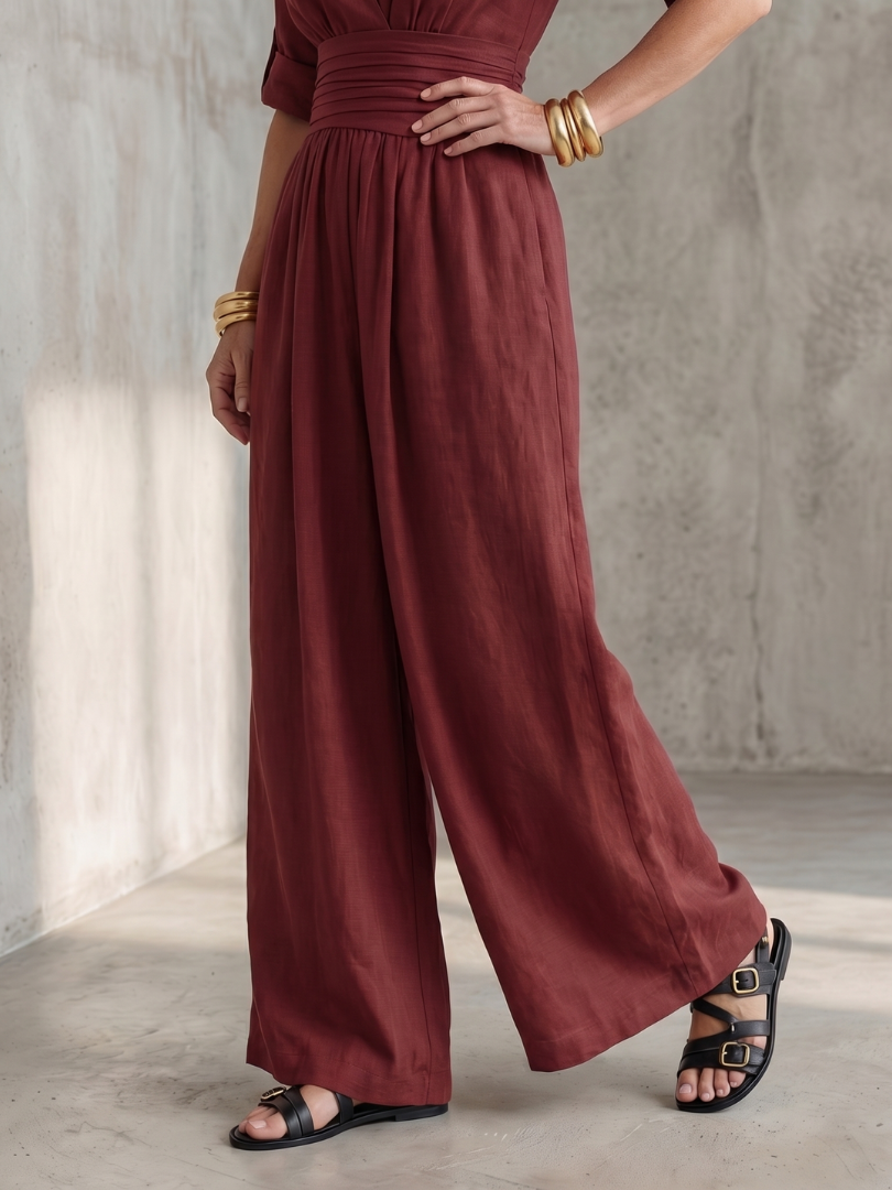 Women's V-Neck Wrap Maxi Jumpsuit