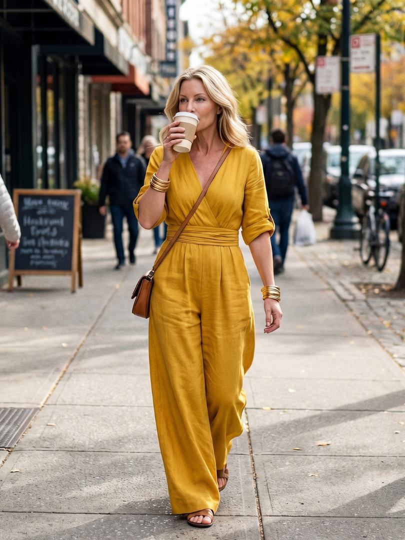 Women's V-Neck Wrap Maxi Jumpsuit