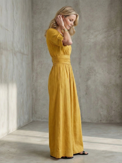 Women's V-Neck Wrap Maxi Jumpsuit