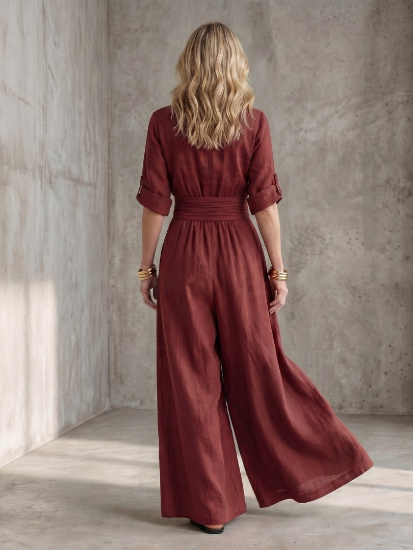 Women's V-Neck Wrap Maxi Jumpsuit